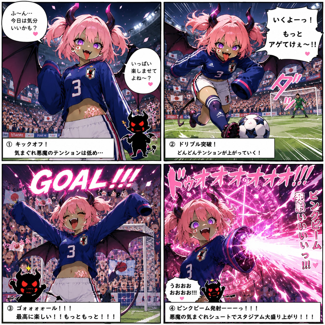 四コマ漫画「サッカーとセシームちゃん」