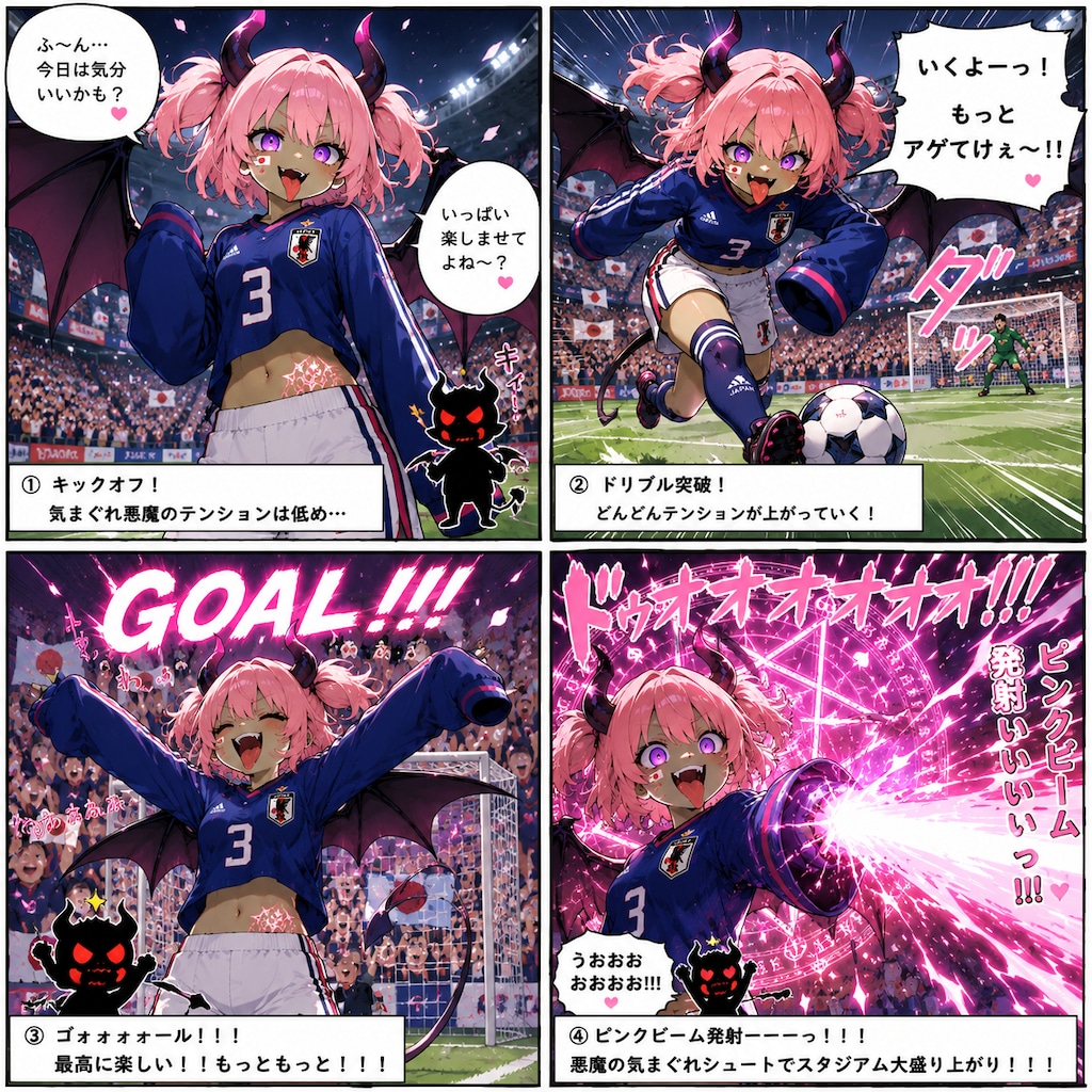 四コマ漫画「サッカーとセシームちゃん」