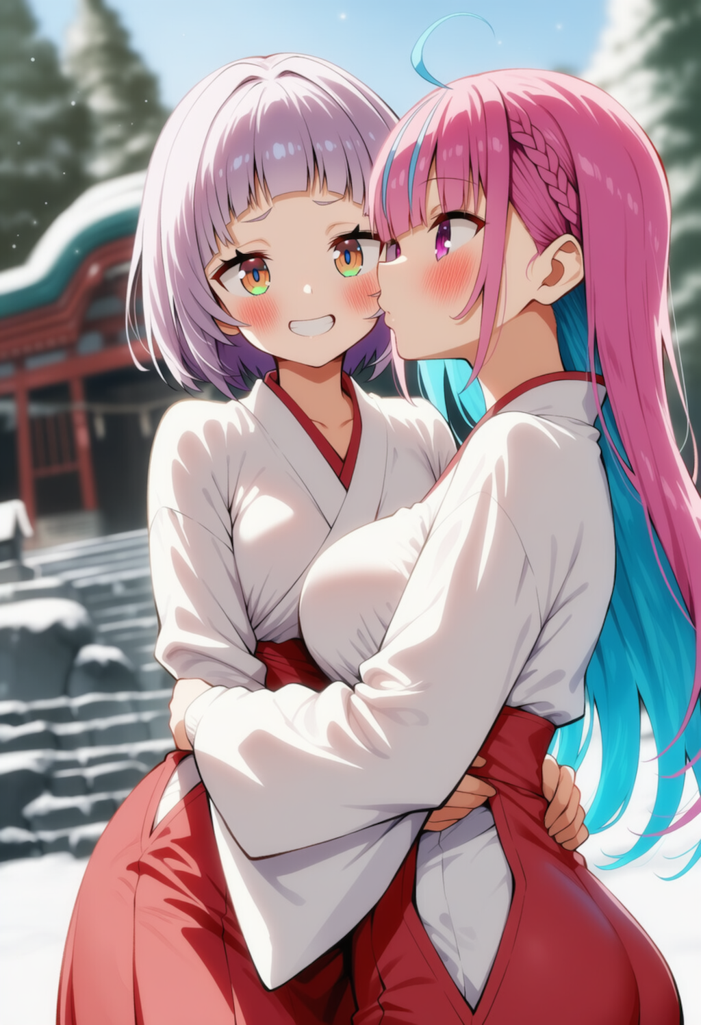 あくしおが巫女服着ていちゃいちゃする