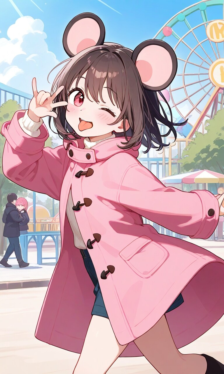 遊園地とねずみ耳さんと | の人気AIイラスト・グラビア