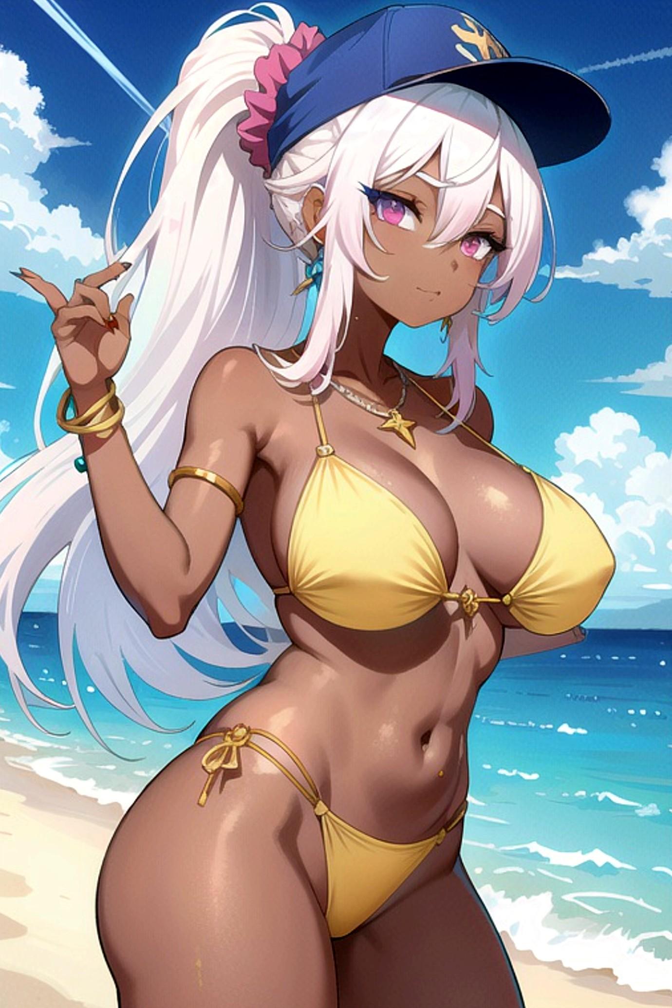 水着の白髪ちゃん