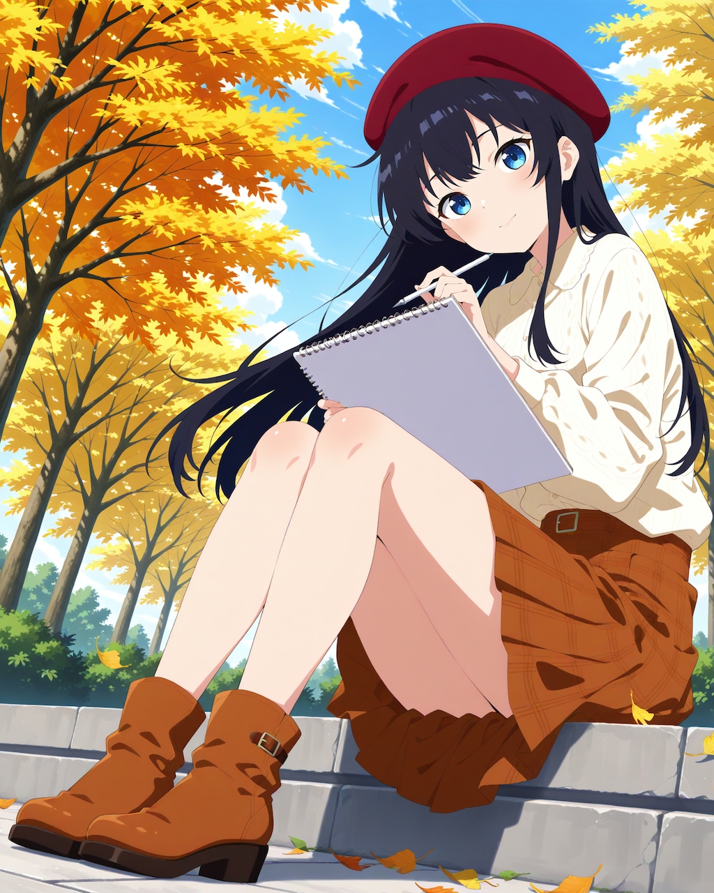 絵を描きに秋の公園へ