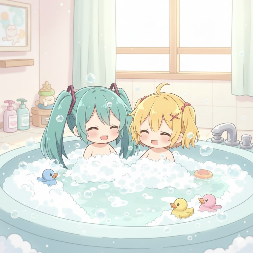 ミクちゃん リンちゃん楽しいお風呂🎶