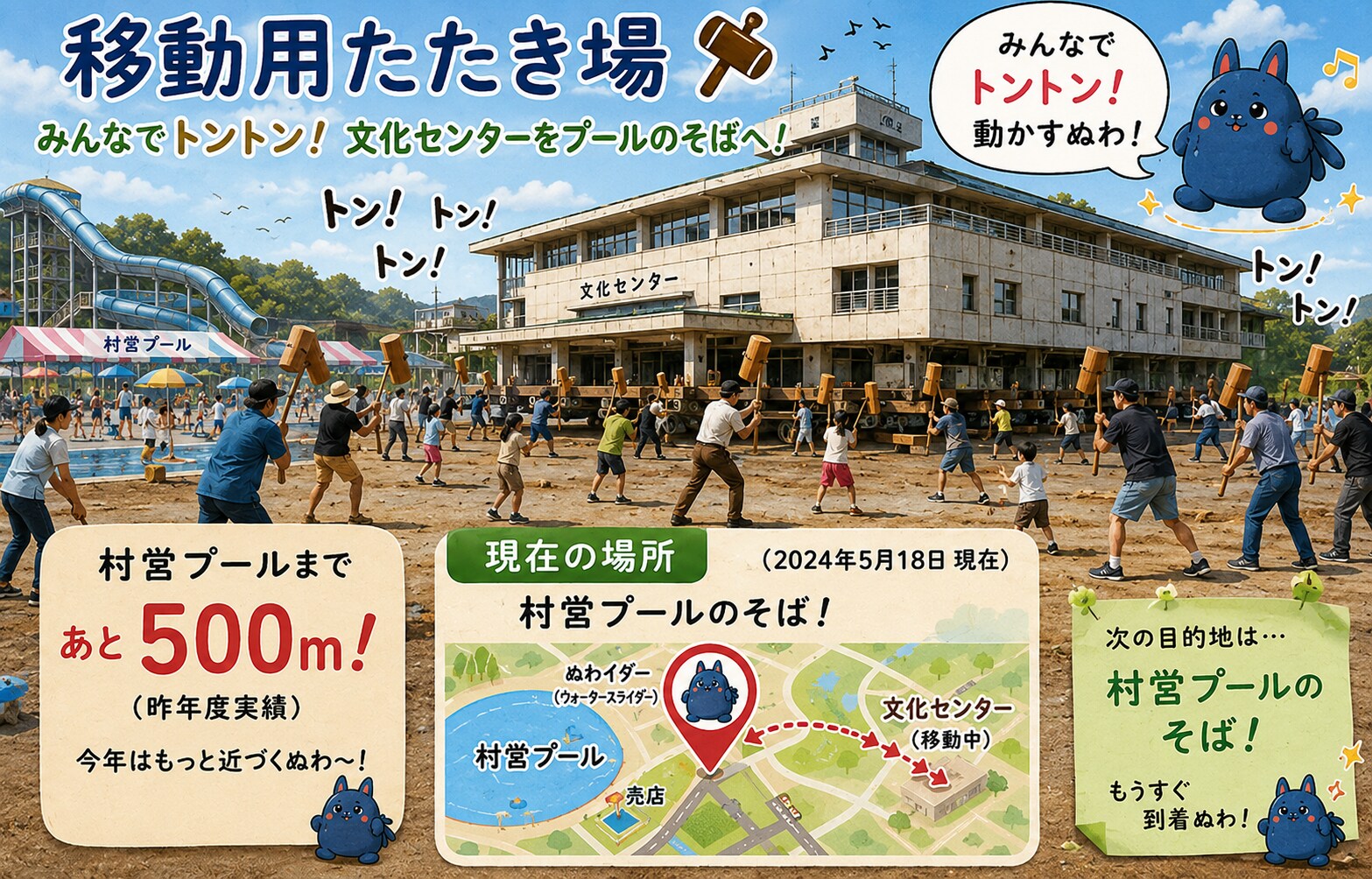 [8/12ぬわイダー 事前お知らせ]文化センターは村営プールの隣に移動します