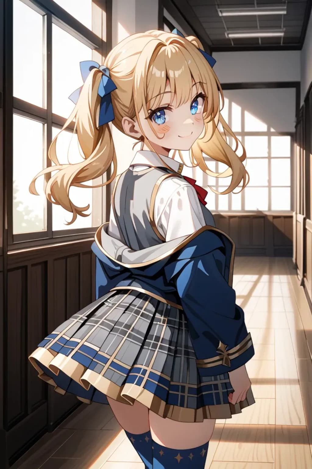 「ふふっ…莉奈のこと、じっくり見てくれる？♡」眼鏡制服莉奈の振り返りポーズ🌞