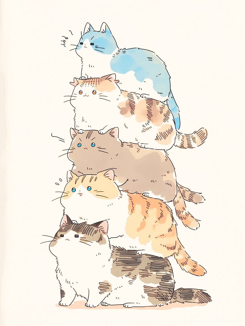 にゃんこタワー #2 | の人気AIイラスト・グラビア