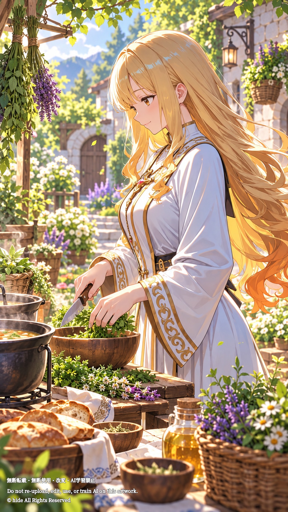 エリシアさん、庭の薬草ランチ | の人気AIイラスト・グラビア