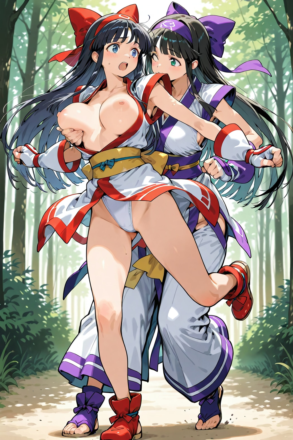 紫ナコにイタズラされる赤ナコ