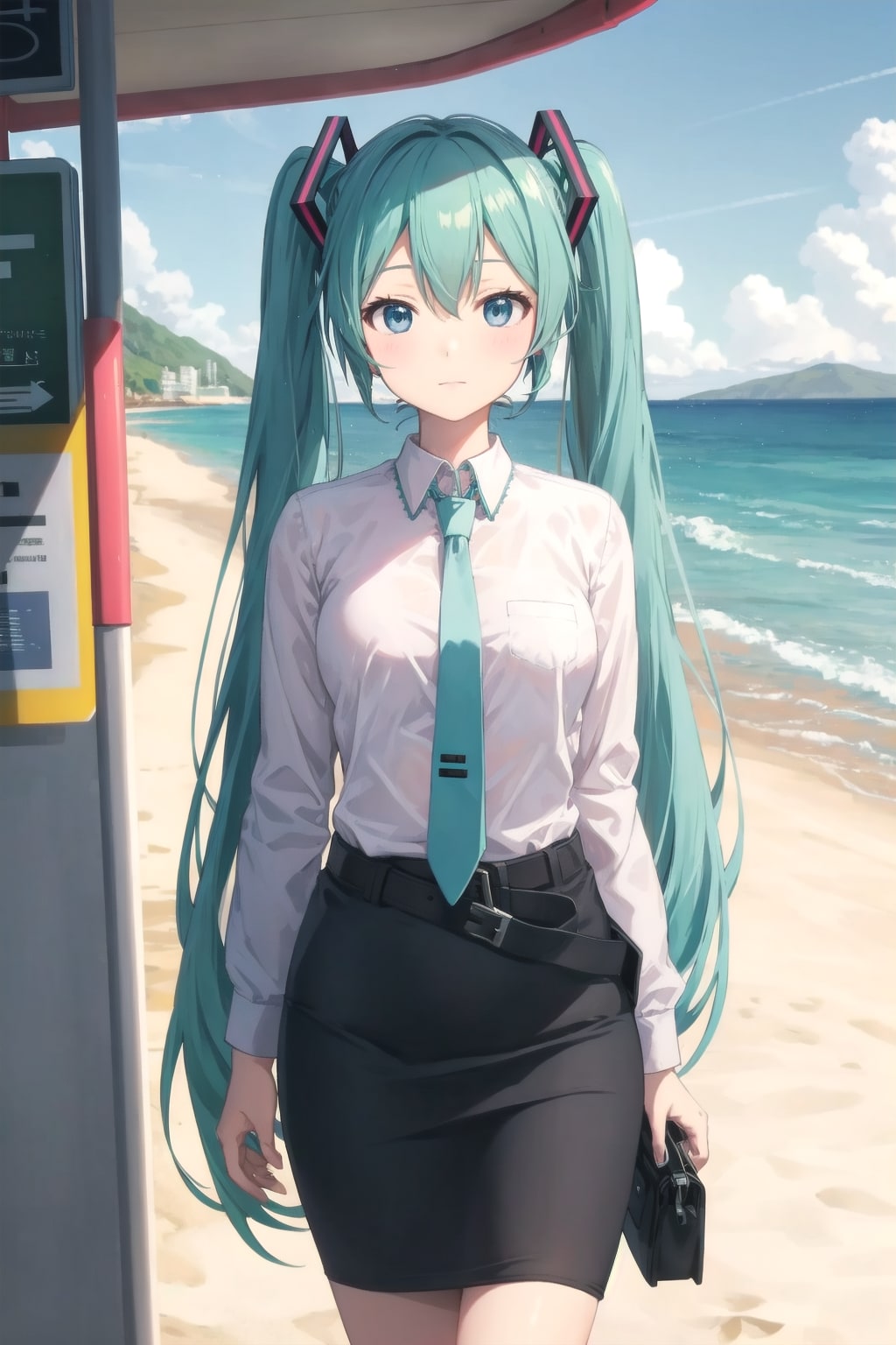 海の見えるバス停