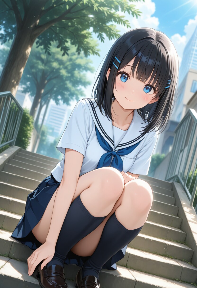 セーラー服の少女(階段)(5)
