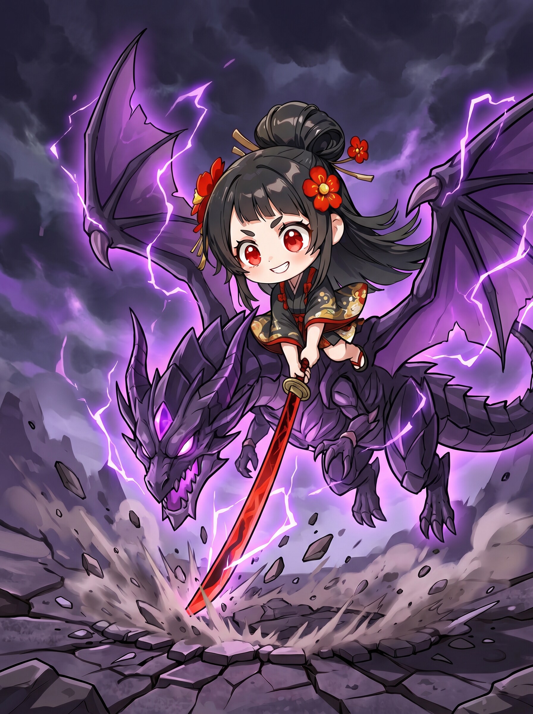 黒竜を従わせるミニトキヒメ