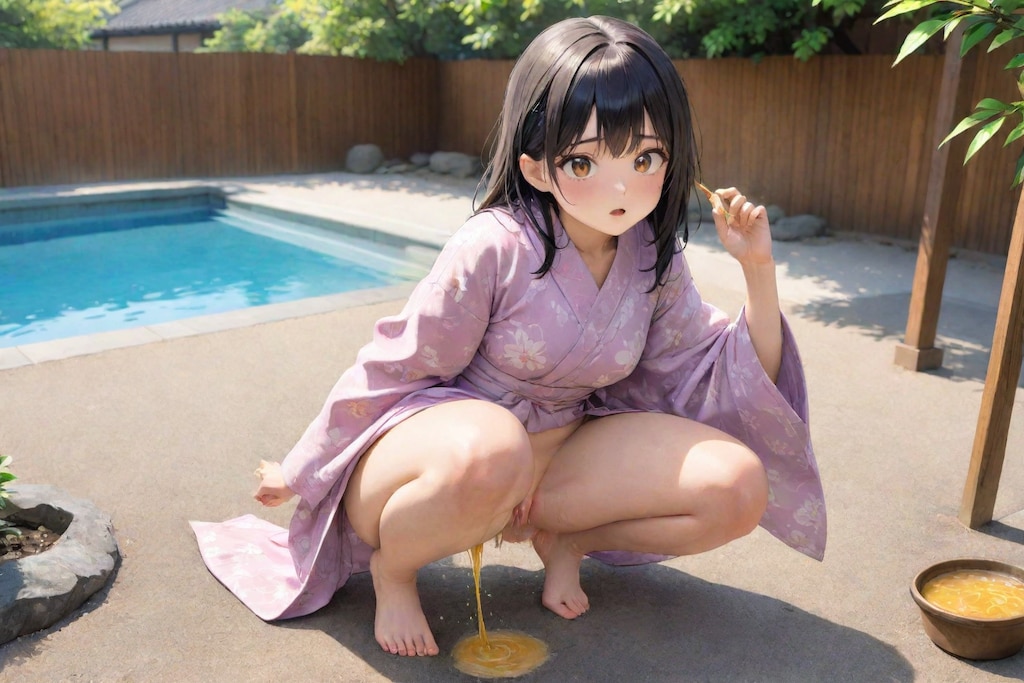 浴衣姿のおしっこ