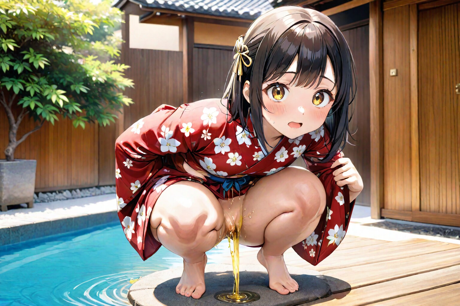 浴衣姿のおしっこ