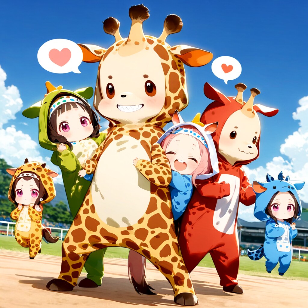 体育祭とキリン着ぐるみちび子ちゃん | の人気AIイラスト・グラビア