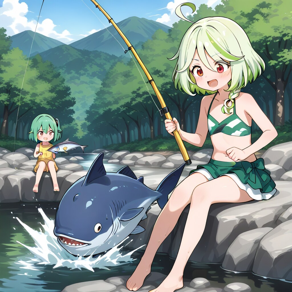 釣りをする少女！