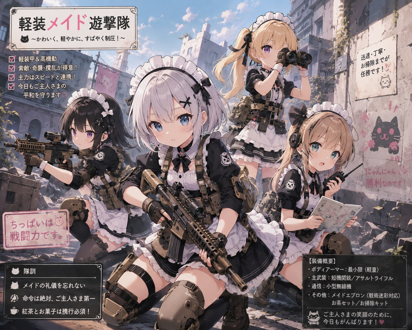 関萌軍 軽装メイド遊撃隊 | の人気AIイラスト・グラビア