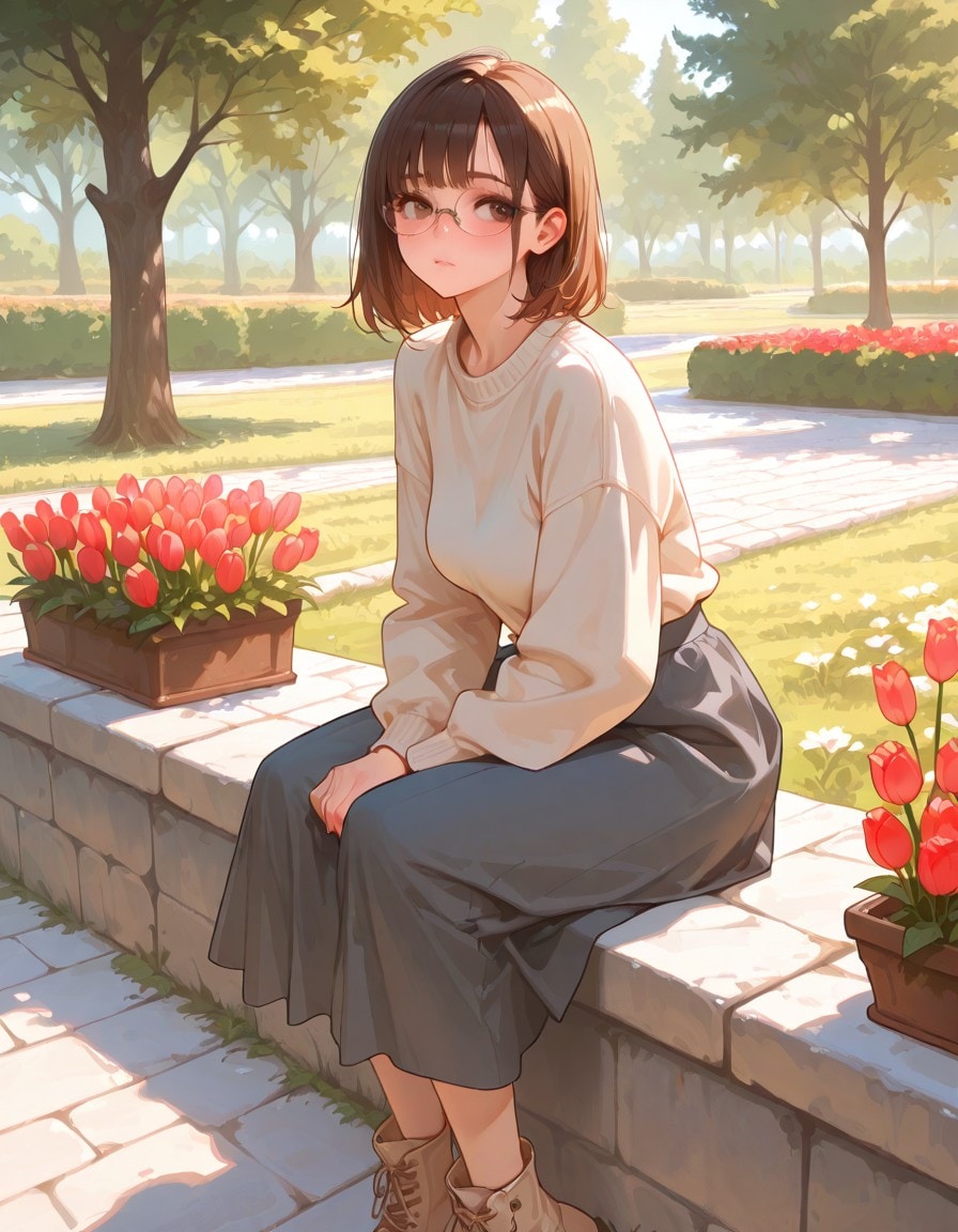 チューリップのある公園 | の人気AIイラスト・グラビア