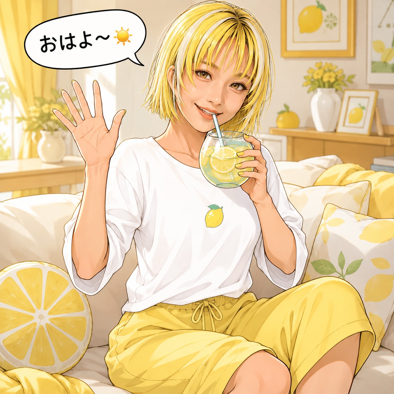 おはよ〜☀️（レモンちゃん） | の人気AIイラスト・グラビア
