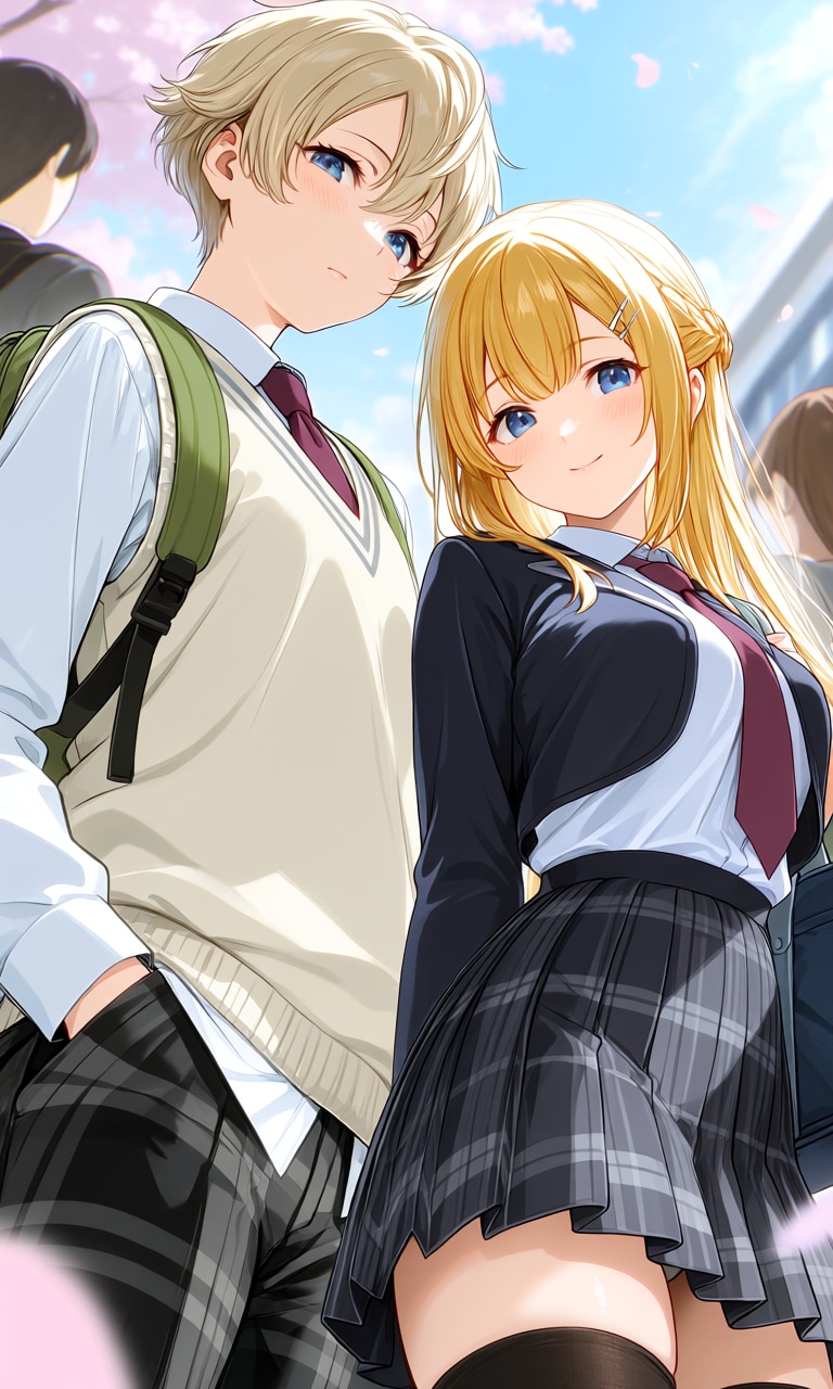 とある姉妹の初登校　(企画用) | の人気AIイラスト・グラビア