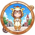 時の記念日とキリン着ぐるみちび子ちゃん 2枚目