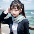 JKポートレート（海岸、座り） 7枚目