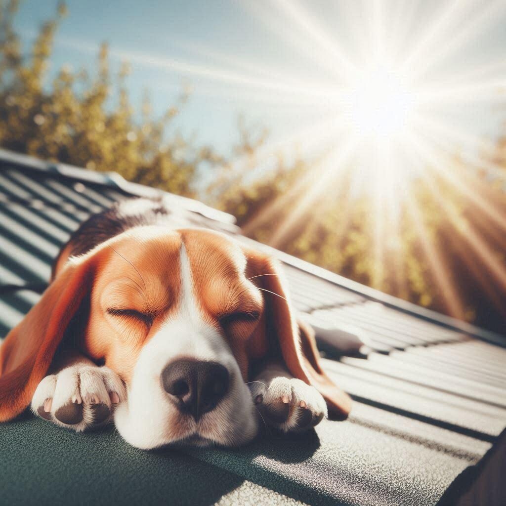 日向ぼっこする犬