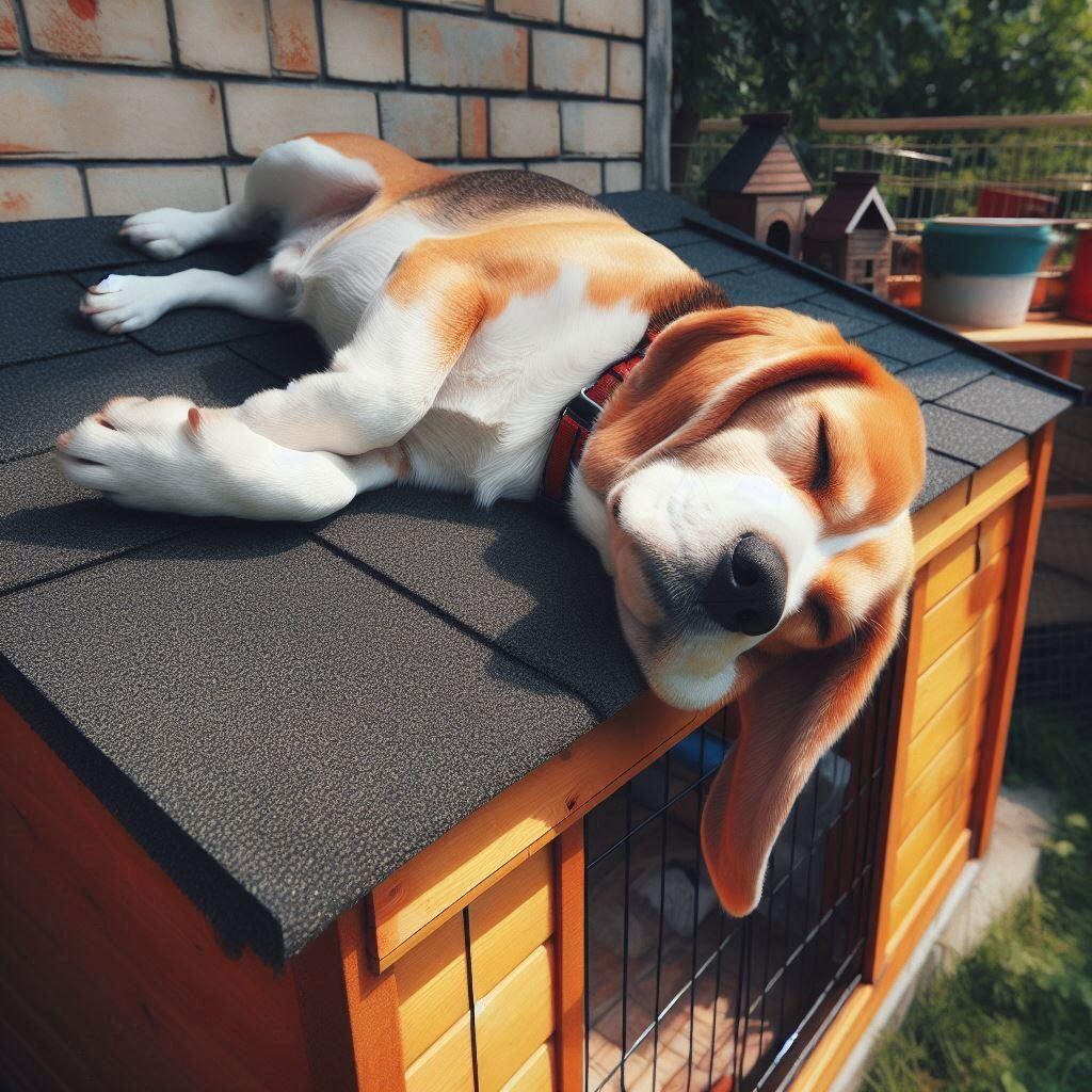 日向ぼっこする犬