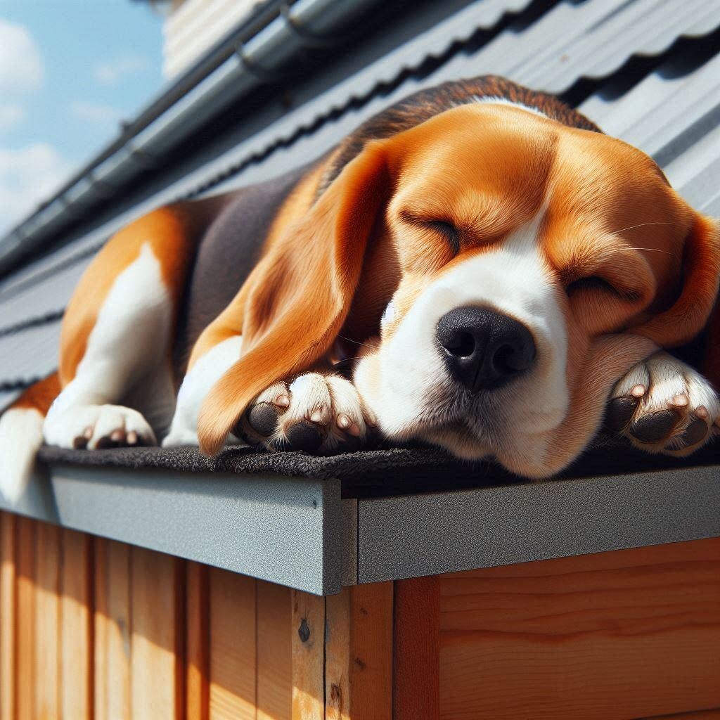 日向ぼっこする犬