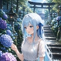 雨上がり、紫陽花の参道にて 2枚目