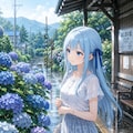 雨上がり、紫陽花の参道にて 4枚目