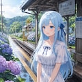 雨上がり、紫陽花の参道にて 5枚目