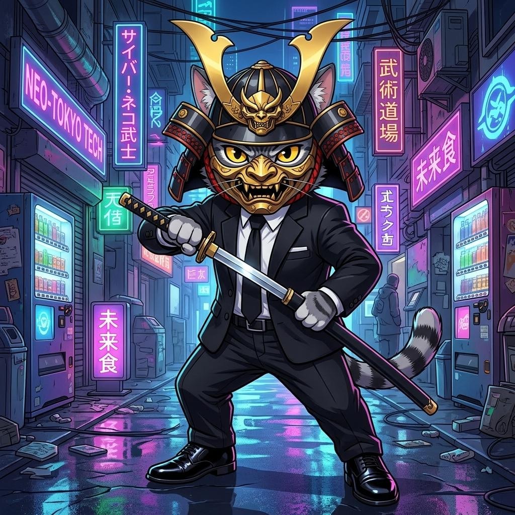 黒服の猫侍