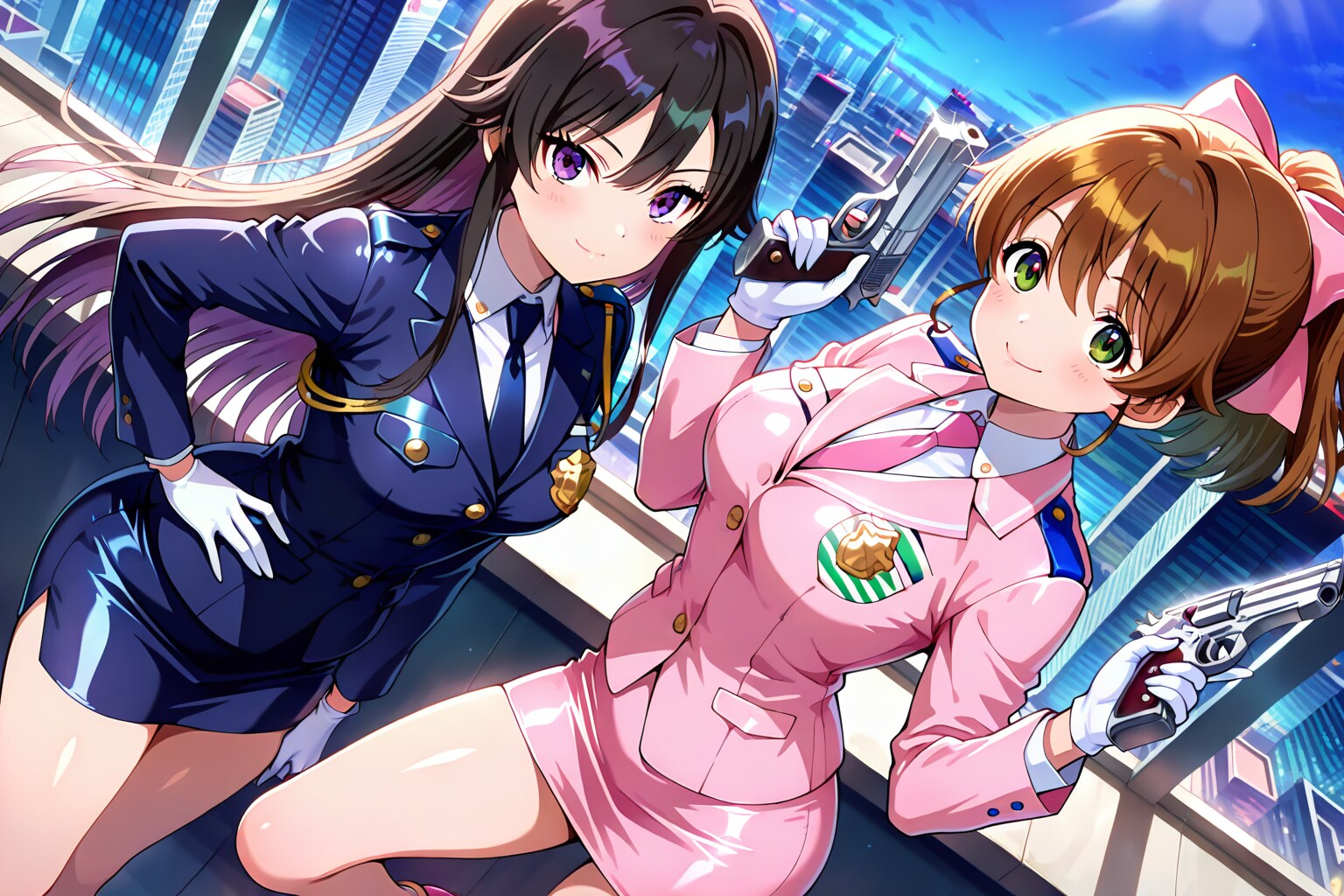 仲良しミニスカポリスガール
