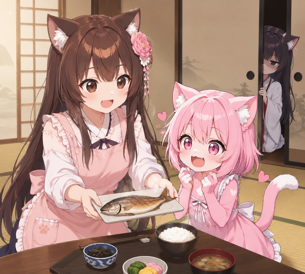 みことちゃんにおさかにゃを御馳走してもらうねこちゃん！！