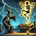 骸骨の魔女とソファに座る人物 2枚目