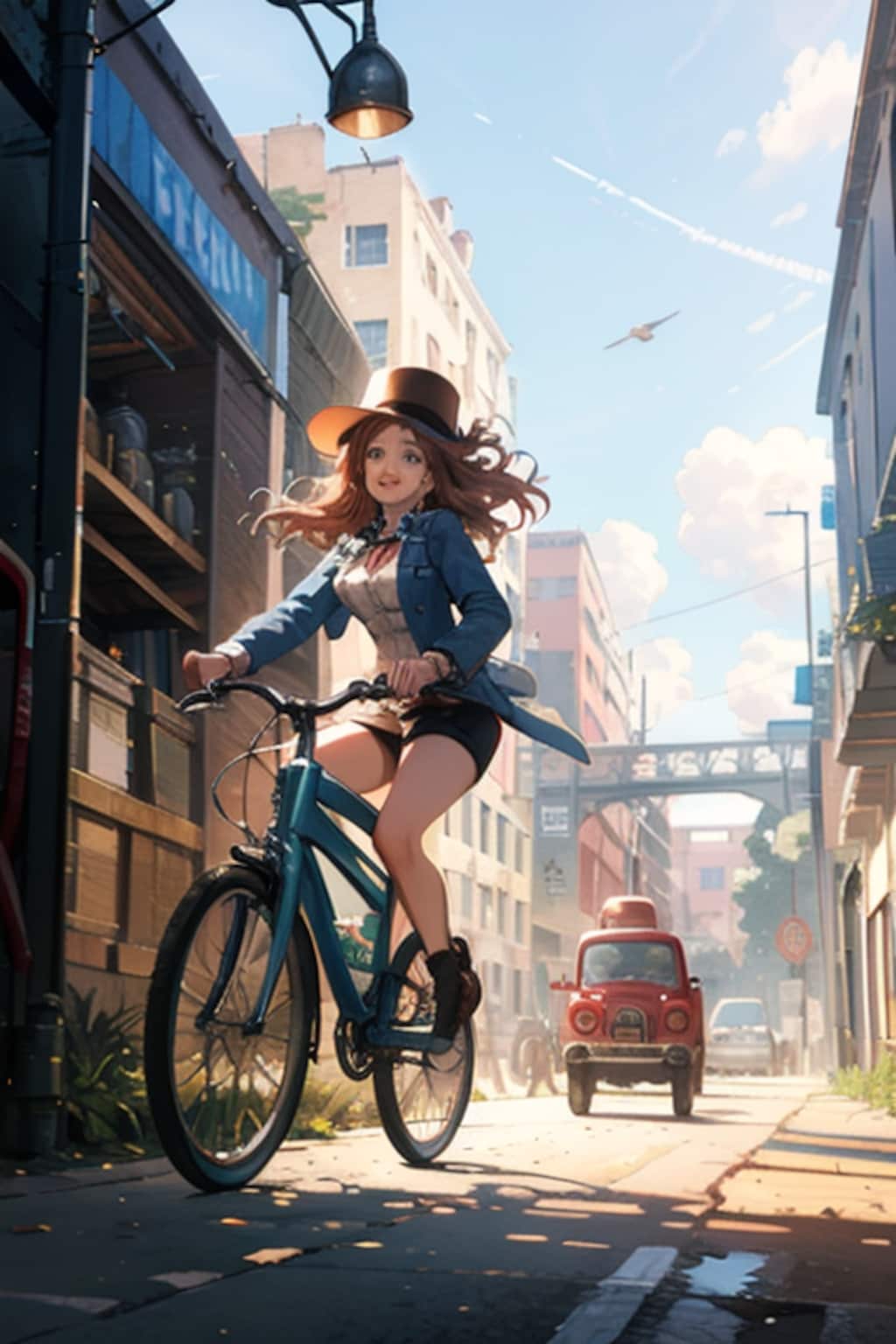 自転車で逃げる
