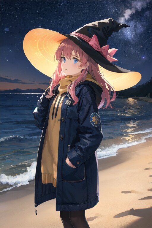 砂浜の魔女と星空