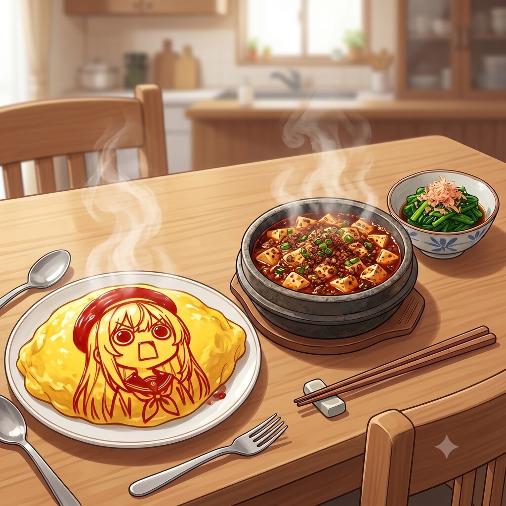 摩訶不思議食堂のオムライスと麻婆豆腐のセット