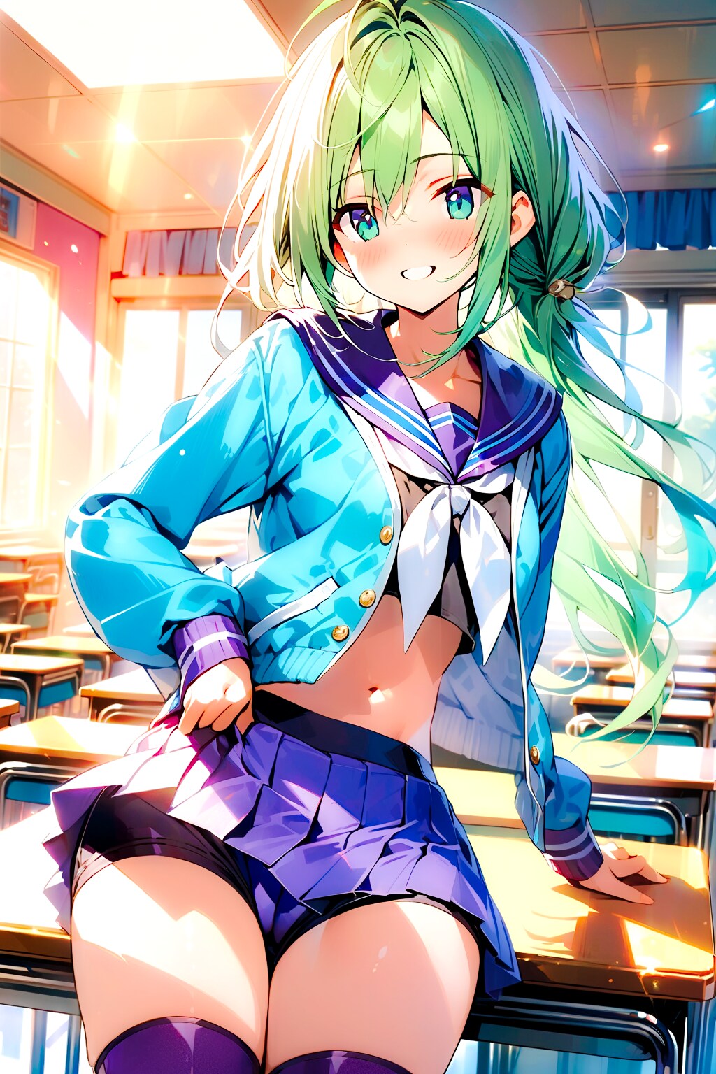 スパッツ装備の制服ギャルちゃん！