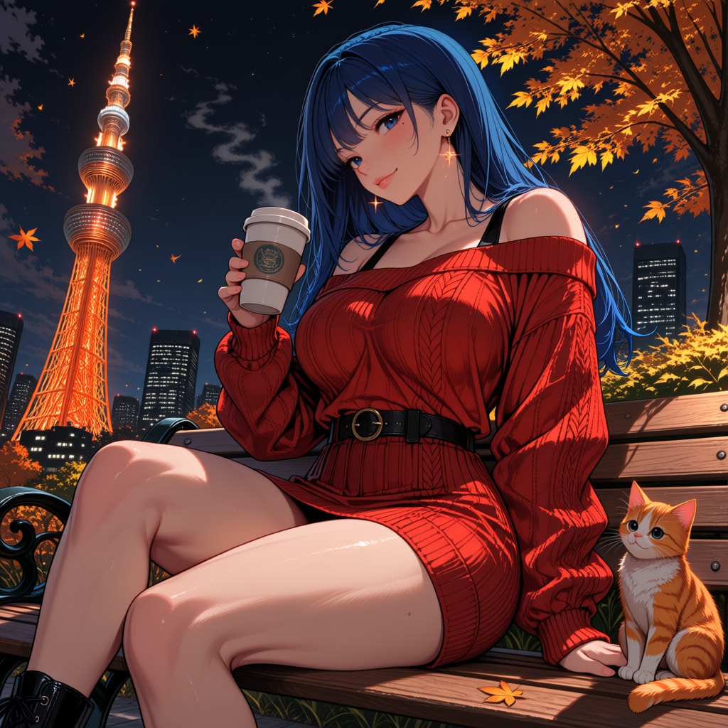 秋の夜デート♪ あいと猫と東京タワー