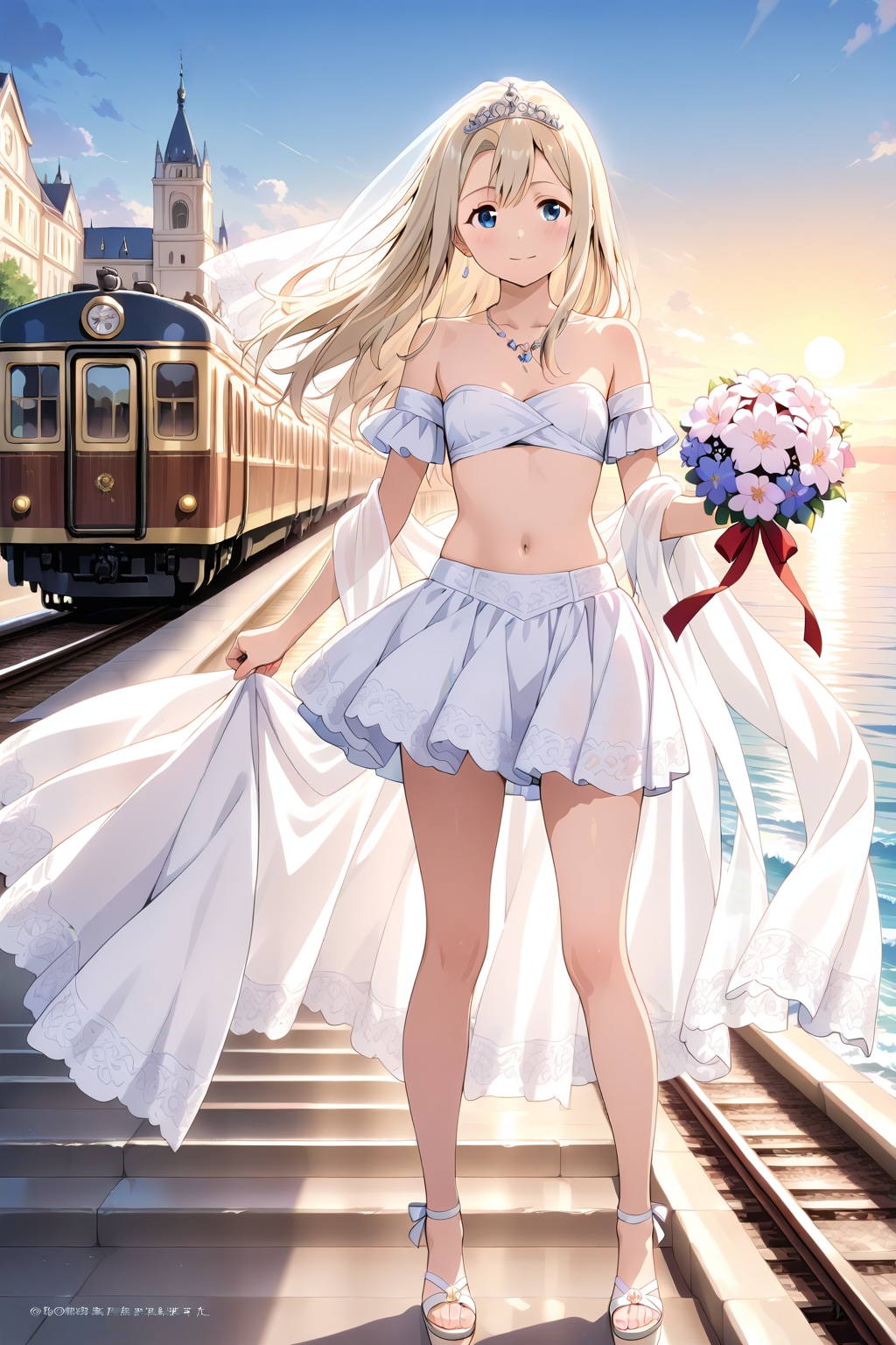 夕日の中の妖精のような花嫁