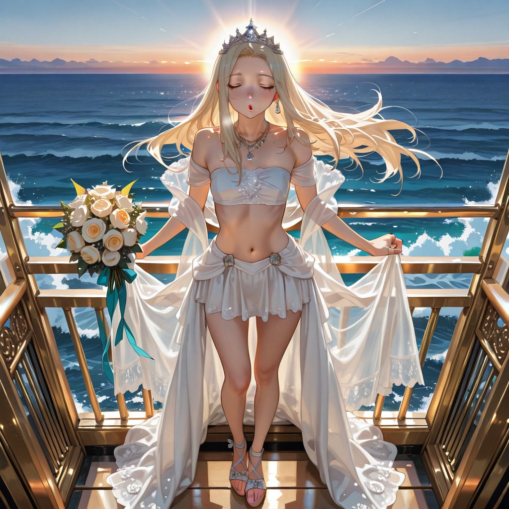 夕日の中の妖精のような花嫁