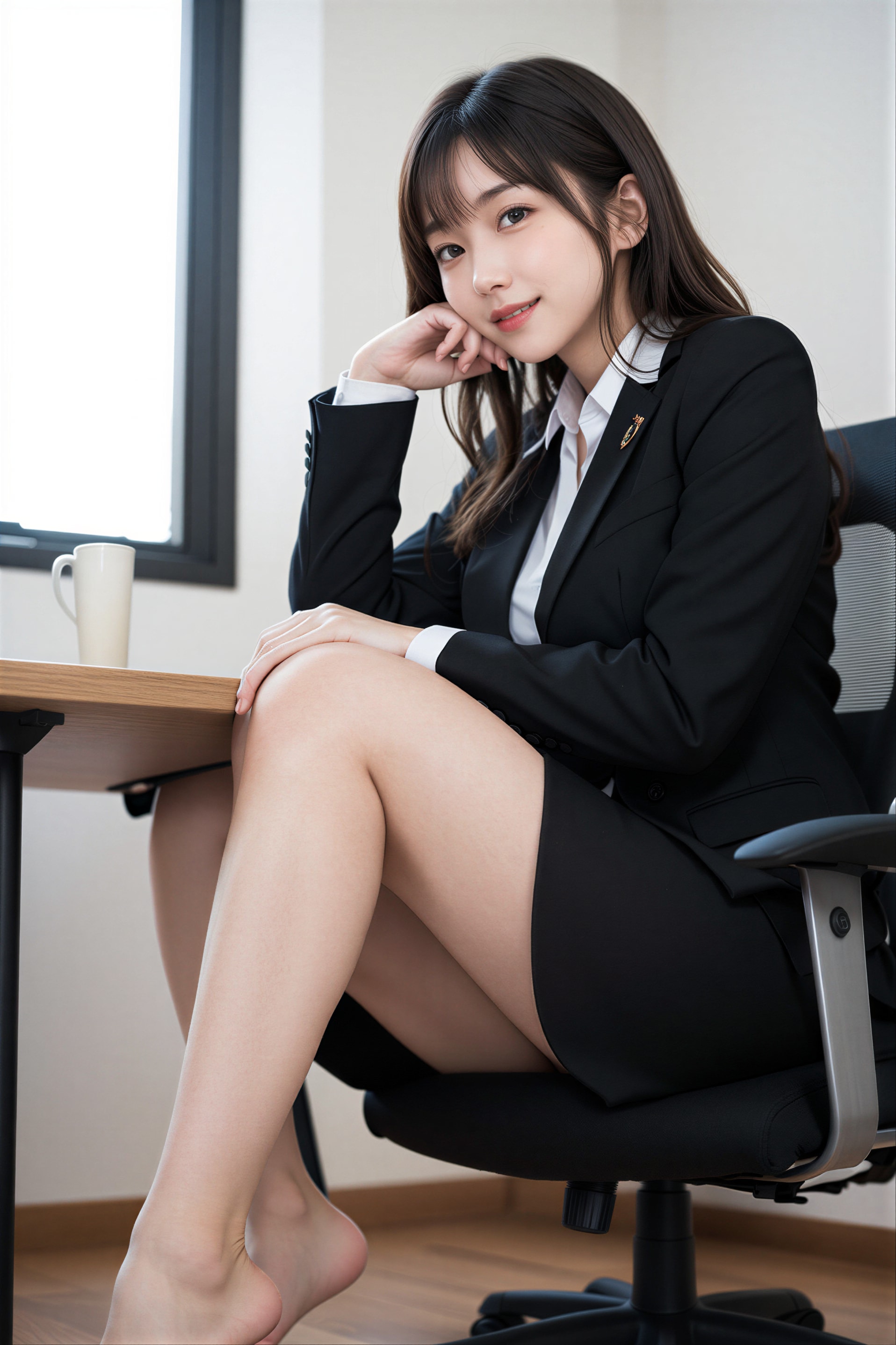 椅子に座るOL