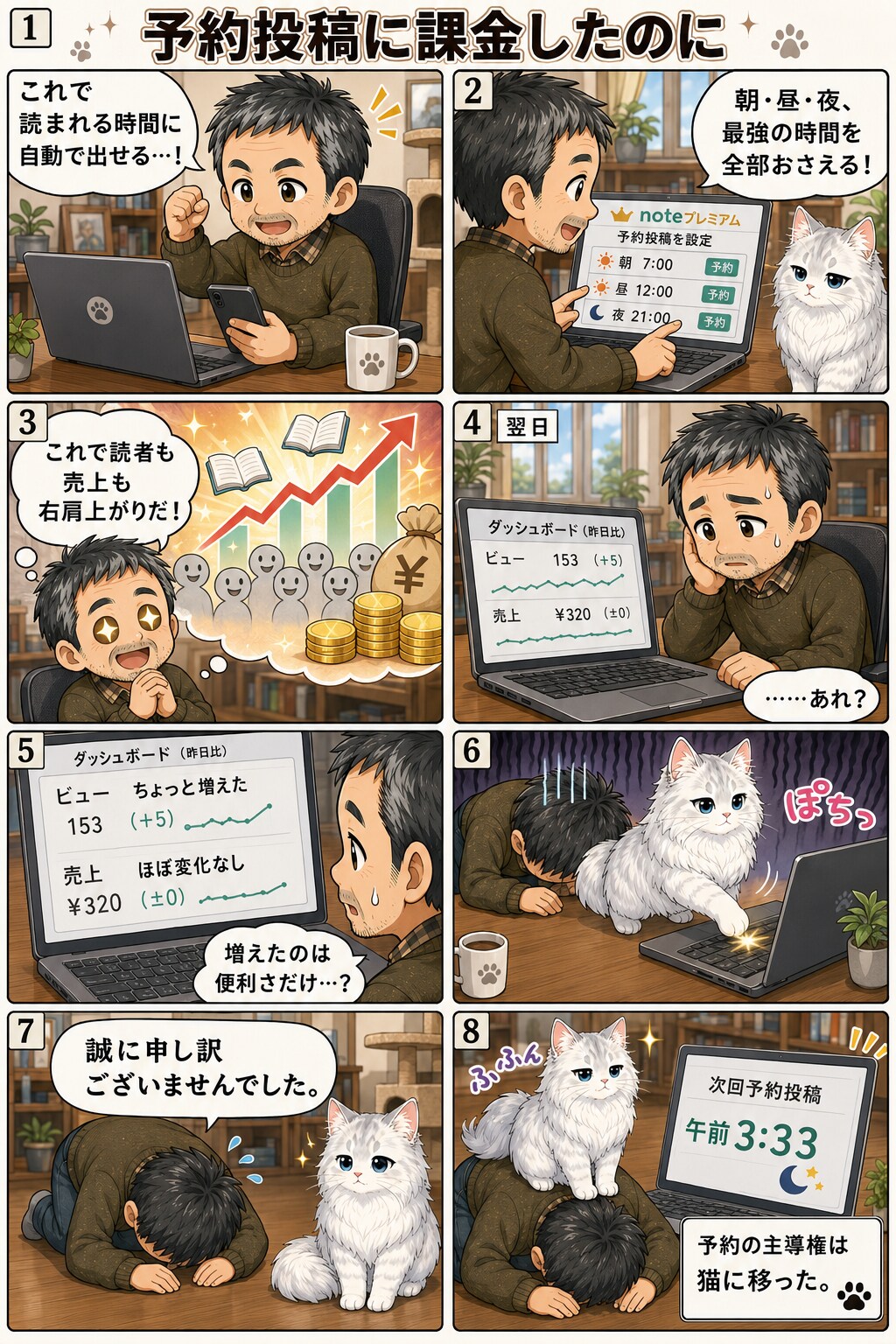 猫に予約投稿の主導権を奪われた、猫と侍のSNSお礼騒動 | の人気AIイラスト・グラビア
