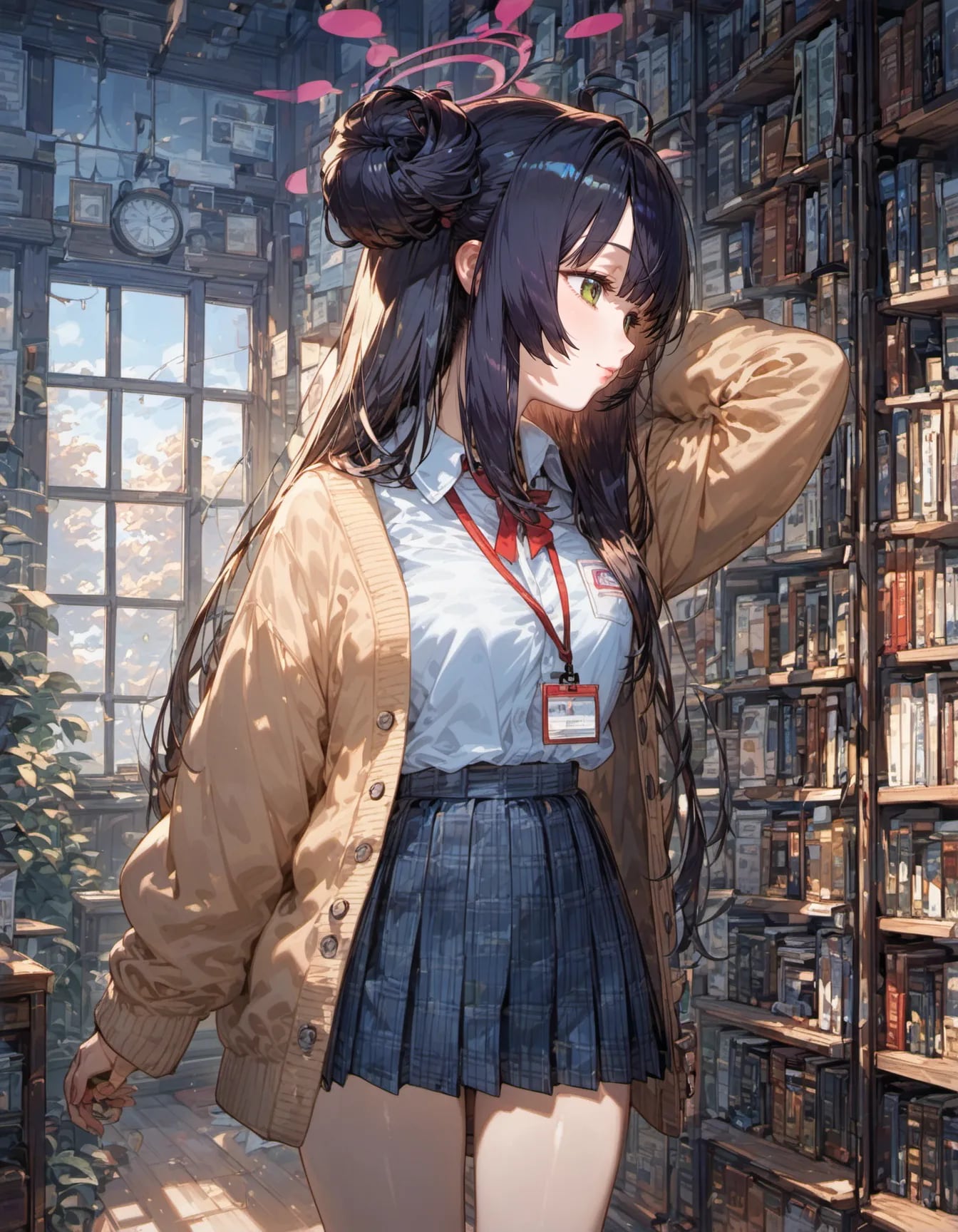 Schoolgirl Angel in the Library | の人気AIイラスト・グラビア