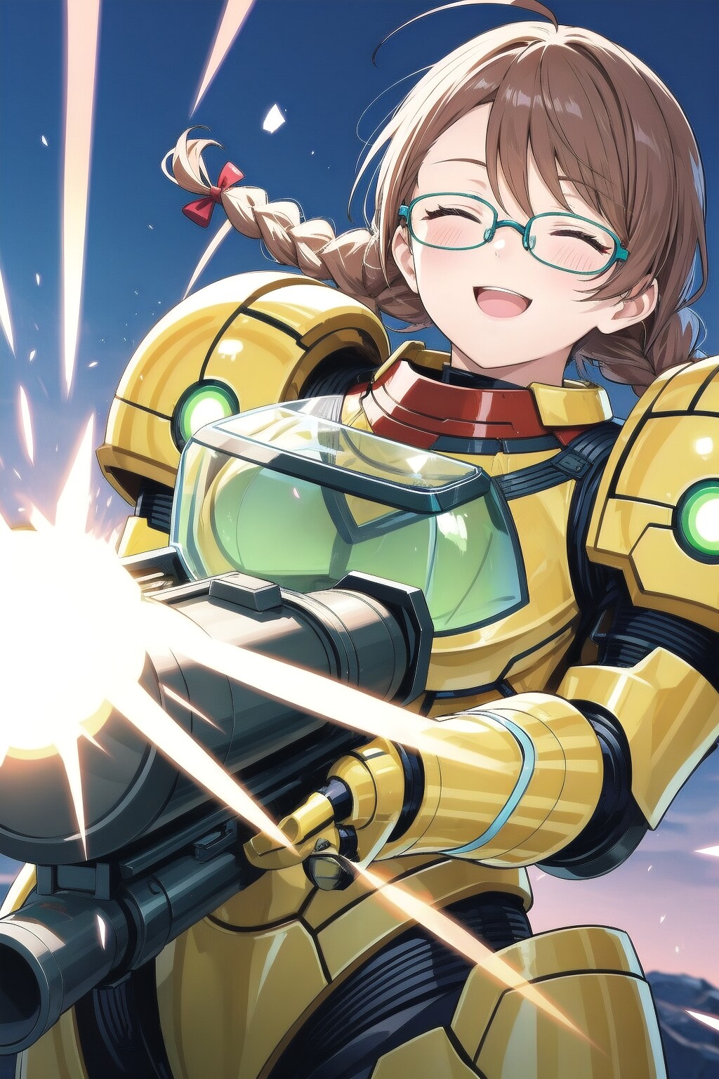 パワードスーツと眼鏡三つ編み姉妹