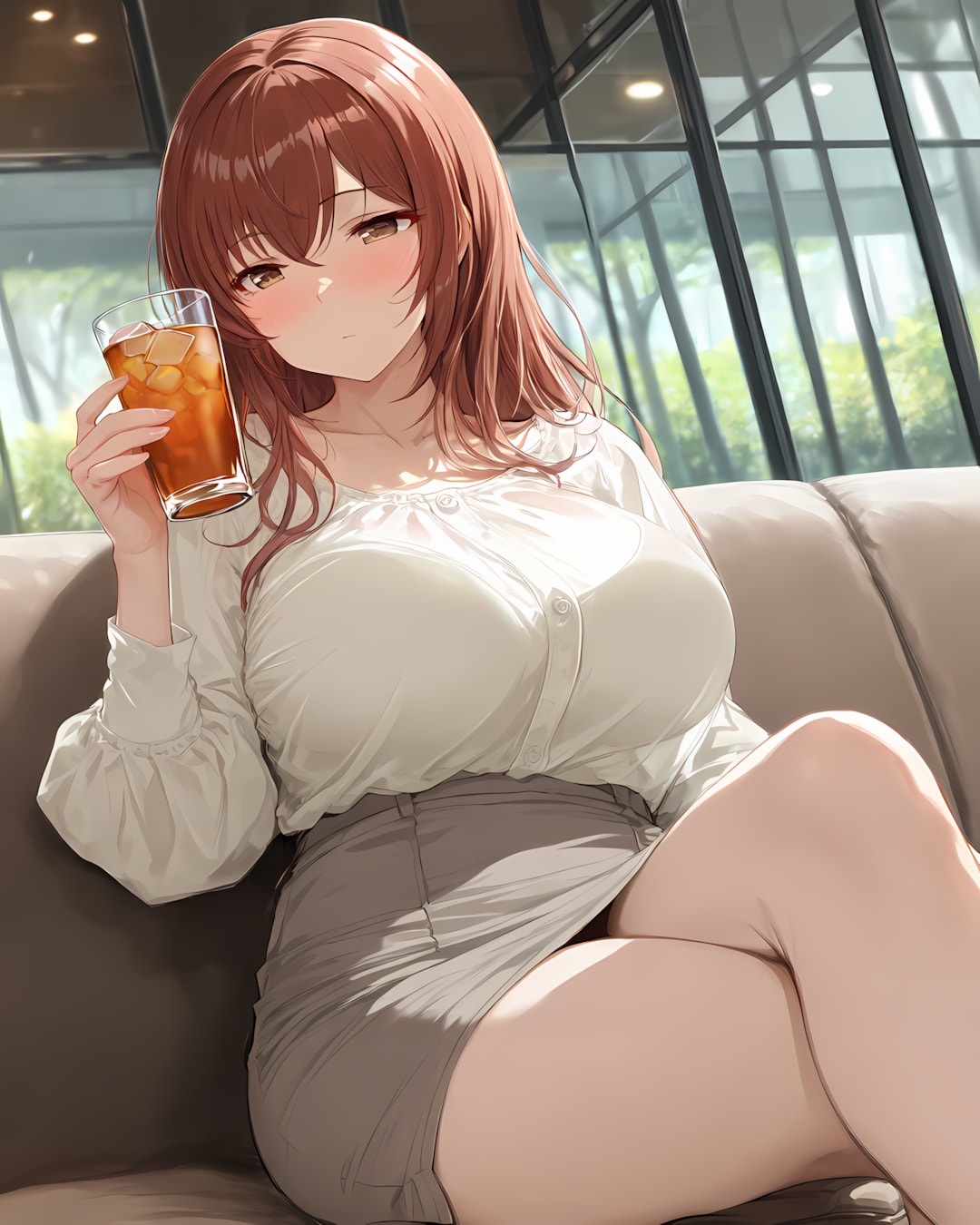 【休日デート】涼しいラウンジで一息♡組み替えた美脚☕️✨