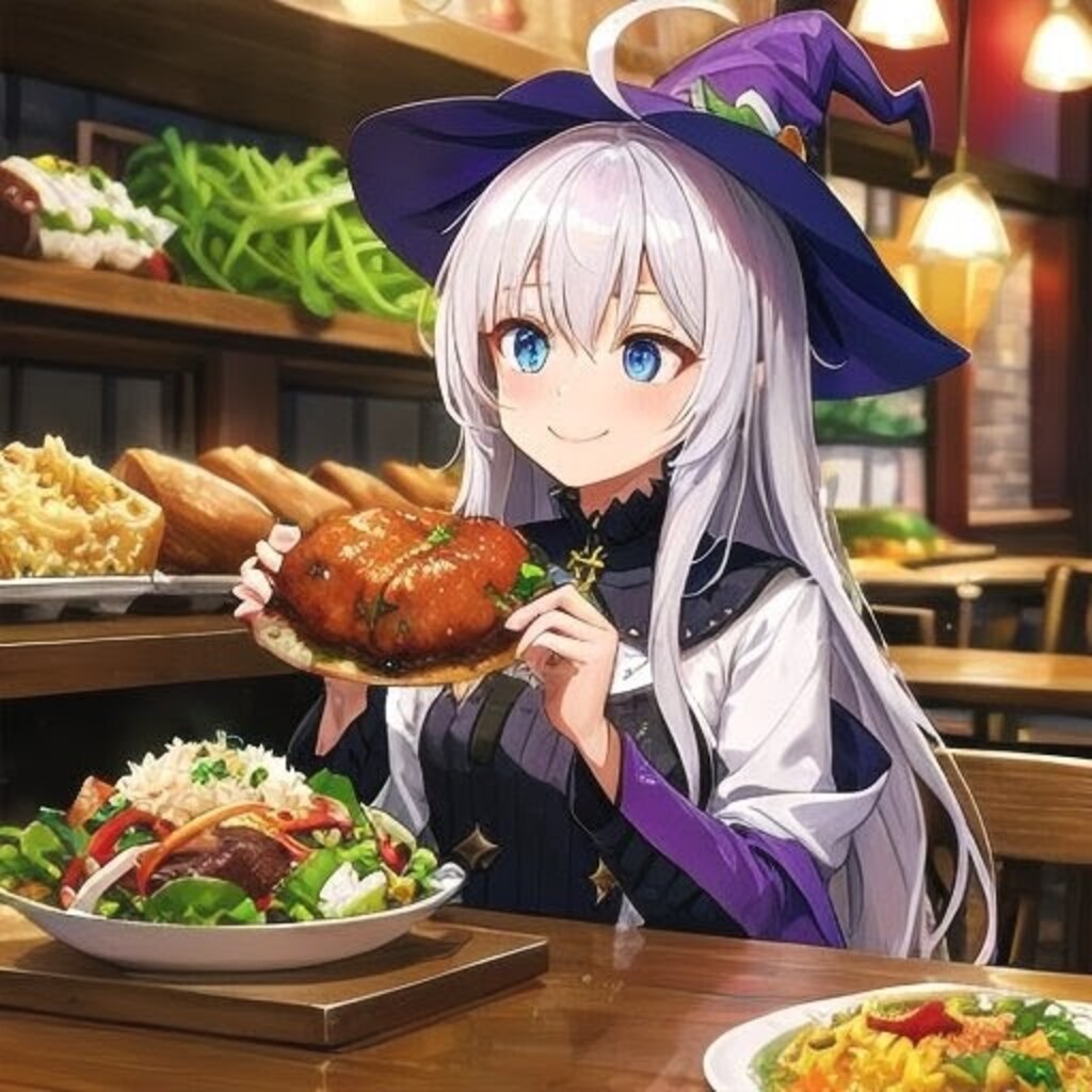 灰色の魔女食事中🍖
