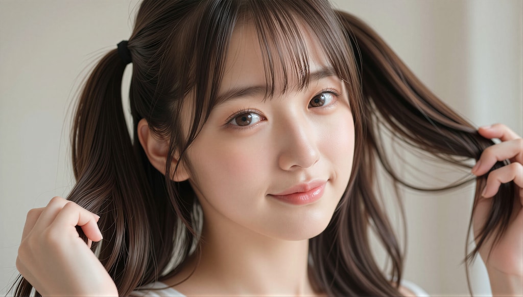 髪を結ってる女の子 2