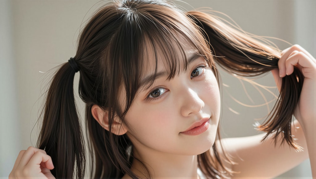 髪を結ってる女の子 2